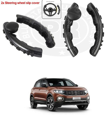 PRTEK Hand Stiched Steering Cover For Volkswagen Jetta(Black, Tarpaulin, Plastic)