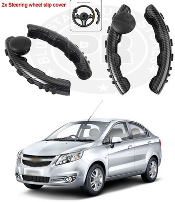 PRTEK Hand Stiched Steering Cover For Chevrolet Sail(Black, Tarpaulin, Plastic)