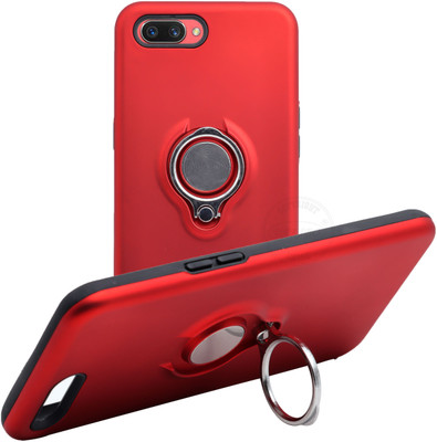 VAKIBO Back Cover for Oppo A3s, Realme C1, Ring Stand Back Cover- Dual Layer -Shock Proof - Strong Case(Red, Rugged Armor)