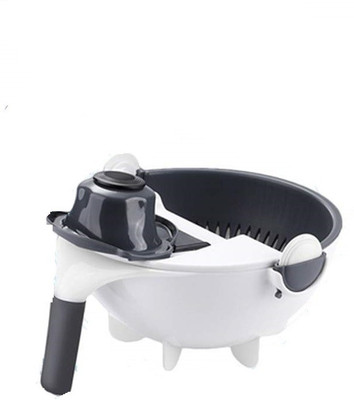 PARTH ENTERPRISE 9 in 1 Multifunction Vegetable Cutter with Drain Basket Magic Rotate Vegetable Cutter Portable Slicer Chopper Grater Kitchen Tool(White) Vegetable Chopper(1)