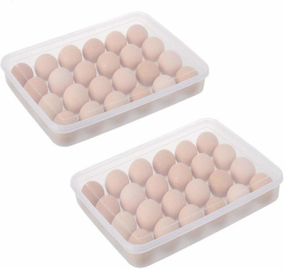ACLIX Plastic Egg Container  - 2 dozen(Pack of 2, White)