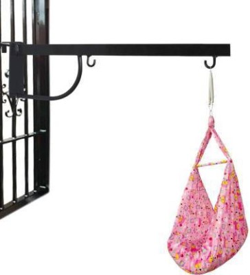 A to Z Hub Window Heavy Metal Baby Cradle (Hanger) Without Cloths- Black(Black)