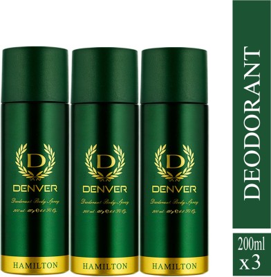 DENVER Hamilton Combo (Pack of 3) Deodorant Spray  -  For Men(600 ml, Pack of 3)