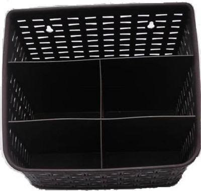 WiiBross 5 Compartments plastic pen stand(Brown)