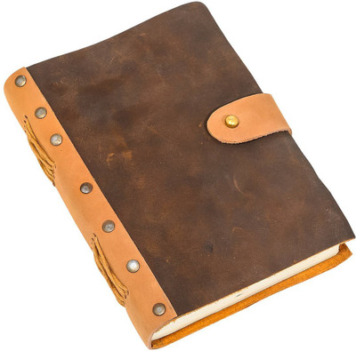 Krishnaimpex Learther hand made paper notebook Book-size Note Book unruled 200 Pages(Brown)