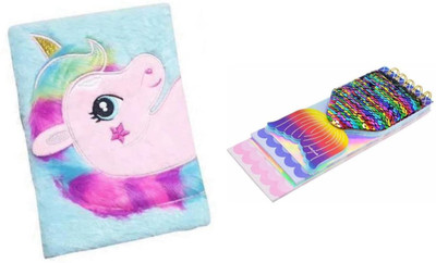 Rockjon UNICORN A4 Diary Single Line 100 Pages(MULICOLOUR, Pack of 2)