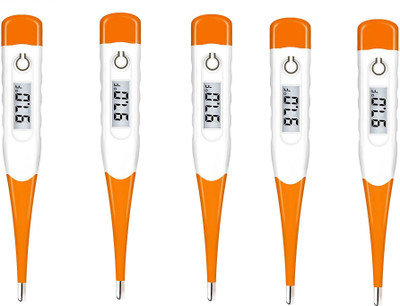 MCP Flexible Tip Orange Waterproof Digital Thermometer Pack of -5 Flexible tip Waterproof Dual Scale Fahrenheit & Celsius Thermometer(Orange, White)