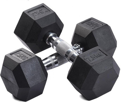 HACKERX Hexa Double Hexagon 7.5KGx2 Fixed Weight Dumbbell(15 kg)