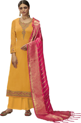 VUBA Satin Embroidered Kurta & Palazzo Material