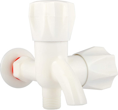 BATHHALL PVC 2 In 1 Bib Cock Water Tap Two Way, With PVC Flange Faucet Set