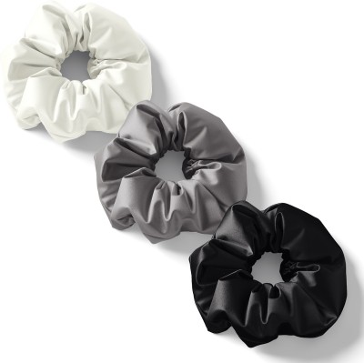 Novo Amour Silk Satin Hair Scrunchies Elastic Ties Bands for Women and Girls Pack of 4 Rubber Band(White, Black, Grey)