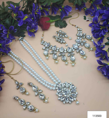 White pearl Alloy Gold-plated White Jewellery Set(Pack of 1)