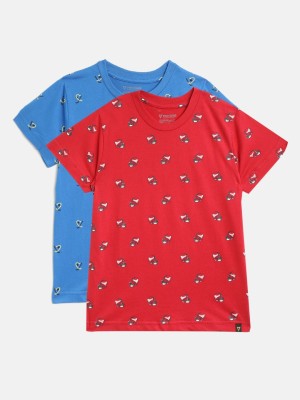 PROTEENS Boys Printed Pure Cotton T Shirt(Multicolor, Pack of 2)