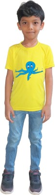 RISH Boys Printed Polyester T Shirt(Yellow, Pack of 1)