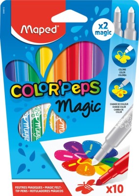 Maped Color'Peps Magic 8 Felt Tip Markers and 2 Color-Change Magic Marker Set(Set of 10, Multicolor)