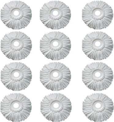 shopzillla 360 Rotating Magic Spin Microfiber Mop Head Refill Pack OF 12 Super Absorbent Refills for All Home & Office Floor Cleaning only Refill Refill(White)