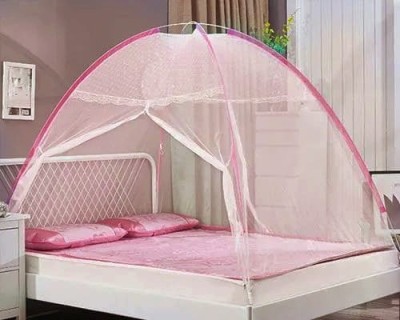 Stay Healthy Polyester Adults Washable Single Bed Polyester Classic Mosquito Net Foldable Adult Couple Tent Machardani, 4 x 6.5ft Mosquito Net(Pink, Tent)