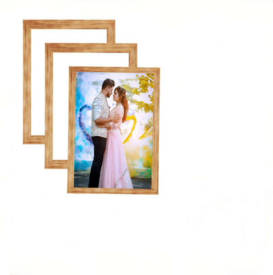 SJM ENTERPRISES Wood Wall Photo Frame(Brown, 3 Photo(s), A 4)