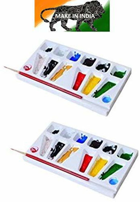 CARIZO Plastic 12 Paint Wells Palettes(Set of 2, White)