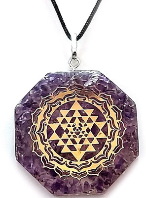 AIR9999 Shri yantra Laxmi Yantra Amethyst Crystal Chips Orgone pendant For Men And Women Amethyst Crystal, Resin Pendant