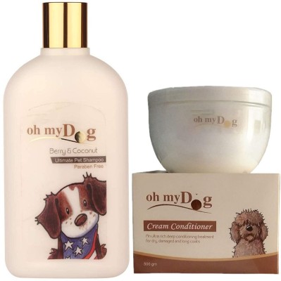 Pet Needs Oh My Dog Ultimate Dog Shampoo 1 LTR. (Berry & Coconut) with Cream Conditioner 500 gm Conditioning, Anti-dandruff Mild Dog Shampoo(1.5 L)