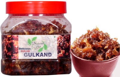 Natural Diet Premium Quality Natural Delicious Gulab Gulkand Jam Spread with Kesar & Elaichi Prepared Using Damask Rose & Rock Sugar (500 grams) 500 g