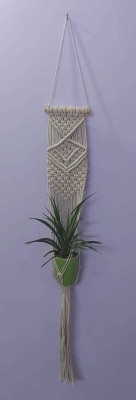 V Fashion Macrame Plant Hanger/Wall Hanging for Decoration, Living Room, Balcony-White Plant Container Set(Fabric)