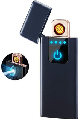 NVIRAV Smart Fingerprint Sensor Lighter Flameless Windproof Lighter Double Side Cigarette Ignition Lighter USB Rechargeable Lighter Best Gift for Your Friend, Family Pocket Lighter(Blue)