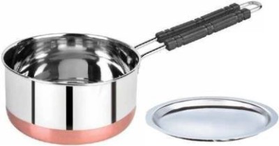 Slate Stainless Steel Copper Sauce Pan / MILK PAN / TEA PAN with lid 2 liter Sauce Pan 19 cm diameter with Lid 2 L capacity(Stainless Steel, Copper, Induction Bottom)