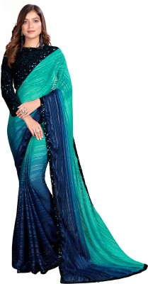 Granthva Fab Self Design, Embellished Bollywood Silk Blend Saree(Green)