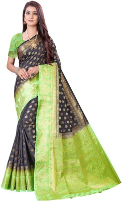 neeah Woven Banarasi Jacquard, Art Silk Saree(Black)