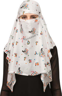 7 Season's Polyester Printed Burqa(White)