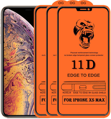 1DOLLAR Edge To Edge Tempered Glass for Apple iPhone XS Max -11D ( Quality HD Pack Of 3)(Pack of 3)