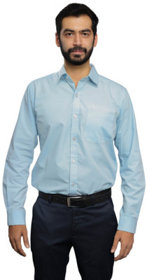 high skyzz Men Solid Formal Blue Shirt