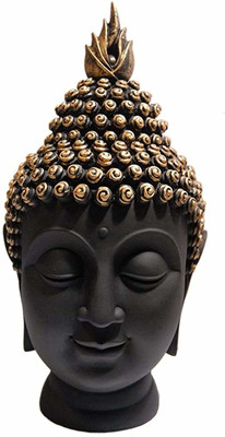 GIFTCITY Handcrafted Polyresin Buddha Head Figurine Showpiece for Home Decor,Floor,Table and for gift(Gold&Black) Decorative Showpiece  -  15 cm(Polyresin, Black)