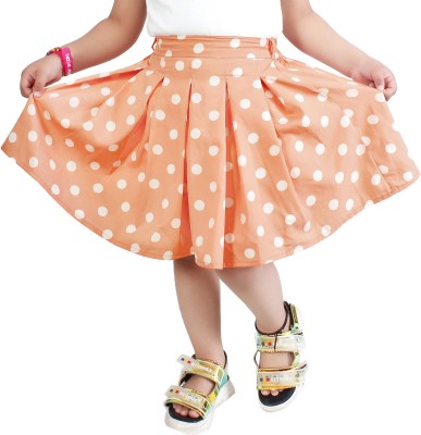 Rcube Polka Print Girls Pleated Pink Skirt