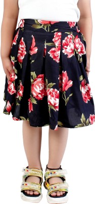 ROZZBY Floral Print Girls Pleated Multicolor Skirt