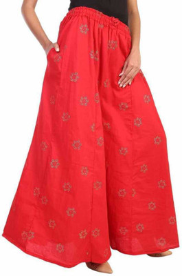 NOBHOB Flared Women Red Trousers