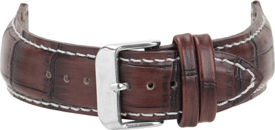 Roycee 9250524 24 mm Synthetic Leather Watch Strap(Brown)