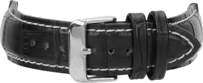 Roycee 9250424 24 mm Synthetic Leather Watch Strap(Black)