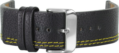 Roycee 9310724 24 mm Synthetic Leather Watch Strap(Black)