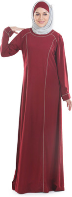 Momin Libas Polyester Solid Abaya(Maroon)