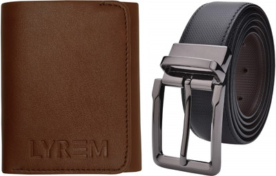 LYREM Wallet & Belt Combo(Tan, Black, Brown)