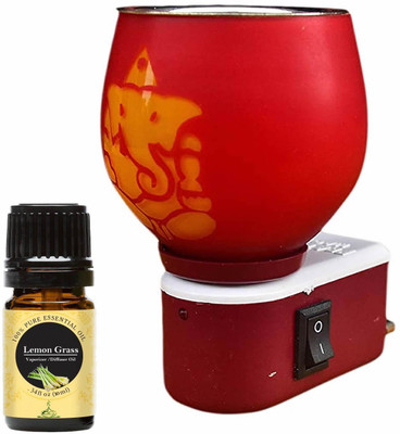 CraftQua Lemon Grass Aroma Oil Diffuser Set Electric Glossy Multipurpose Ceramic Aroma Oil Diffuser/Kapoor Dani (KDGR-011-02) with Lemon Grass Aroma Oil 10ml(10 ml)