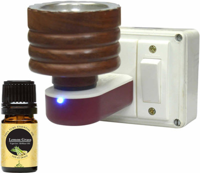 CraftQua Lemon Grass Aroma Oil Diffuser Set Electric Glossy Multipurpose Wooden Aroma Oil Diffuser/Kapoor Dani/ Hand-Crafted Incense Burner for Home, Office, Temple, Positive Energy and Ambiance (AKWA-014) with Lemon Grass Aroma Oil 10ml(2 x 5 ml) CraftQua Lemon Grass Aroma Oil Diffuser Set Electric Glossy Multipurpose Wooden Aroma Oil Diffuser/Kapoor Dani/ Hand-Crafted Incense Burner for Home, Office, Temple, Positive Energy and Ambiance (AKWA-014) with Lemon Grass Aroma Oil 10ml(2 x 5 ml)