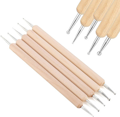 IKIS Ball Stylus Dotting Tools Set, Dual-Ended Design Modeling Tools for Embossing Pattern Sculpting Clay Pottery Modeling Tools, 5 Sizes