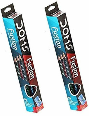DOMS Fusion X-tra Super Dark Pencils (Set of 4 Packets - 40 Pencils; Free: One Chalkholder including a Dustless Chalk)