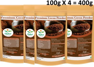 Chefast Cocoa Powder Pack of 4 Unsweetened & Natural 100g x 4 for Making Chocolate Cake, Cookies, Bread, Shake, Brownies, Desserts Cocoa Powder(4 x 100 g)