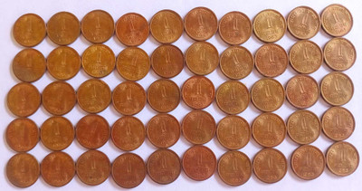 MANMAI COINS 50 COINS LOT - UNC NEW CONDITION - 1 Naya Paisa 1963 Nickel brass 1.51 g 16 mm Medieval Coin Collection(50 Coins)