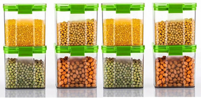 SKYHEART Plastic Grocery Container  - 700(Pack of 8, Green)
